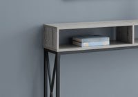 Accent Table, Console, Entryway, Narrow, Sofa, Living Room, Bedroom, Grey Laminate, Black Metal, Contemporary, Modern Grey Metal