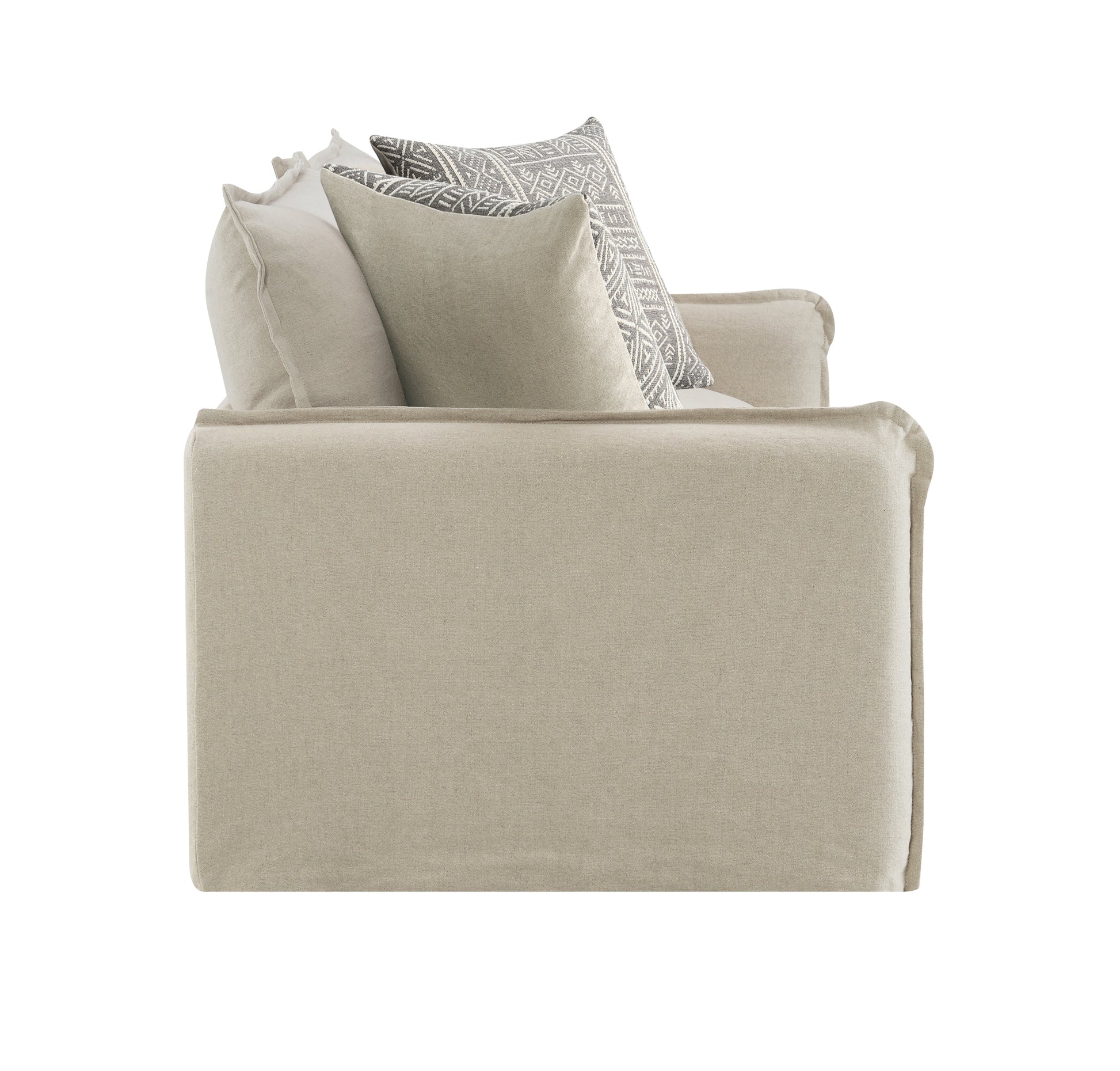 Upendo Loveseat W 2 Pillows, Beige Linen Beige Linen