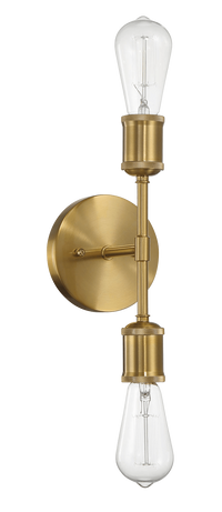 Reverie Double Lights Bathroom Wall Sconce Over Mirror Bedroom Hallway Entryway 5"W 10.75"H 5"E Clear,Gold Brass,Glass