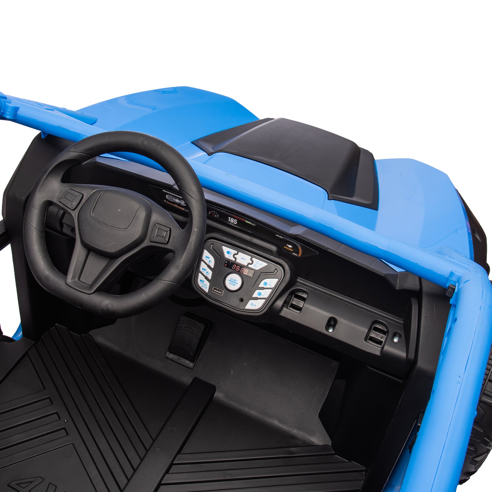 24V Two Seater Kids Ride On Utv W Parents Control,20In Seat Width,400W Super High Power,Four Wheel Suspension,Bluetooth,Mp3,Usb,Led Light,Horn,Rear Storage Space,Speeds 3.73 4.97Mph For Kids Aged 3 . Blue 100 149 Lbs Polypropylene