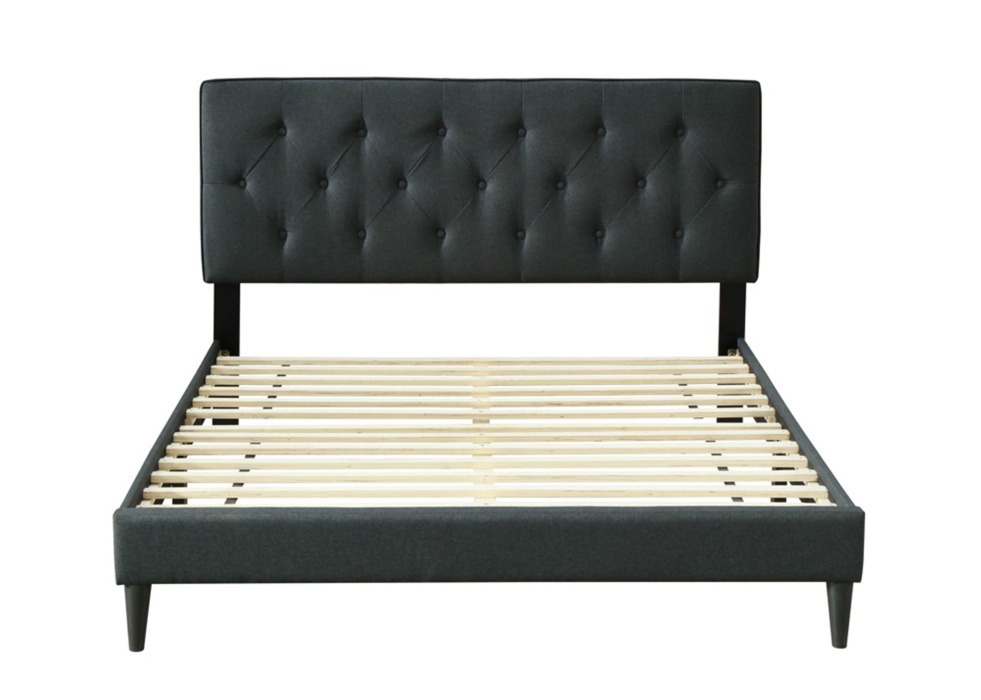 Full Sized Tufted Bed In A Box W Usb Black Upholstered