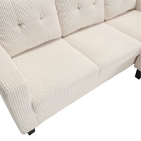 Velvet Sectional Couch Withl Shaped Sofa With Ottoman For Small Apartment Beige Velvet 3 Seat