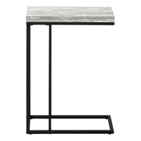 Accent Table, C Shaped, End, Side, Snack, Living Room, Bedroom, Grey Laminate, Black Metal, Contemporary, Modern Grey Particle Board