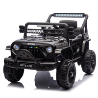 12V Kids Ride On Electric Truck Car W Parents Control,2Wd,Four Wheel Suspension,Early Education Function,Adjustable Volume,Usb,Mp3,Bluetooth,Microphone Jack,Power Display,Led Lights For Kids Aged 3. Black Polypropylene