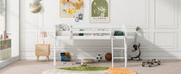 Full Size Wood Low Loft Bed With Ladder, Ladder Can Be Placed On The Left Or Right, White Oid Sku: Gx000366Aak Box Spring Not Required Full White Wood Bedroom Solid Wood Mdf