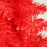 5Ft Hinged Fir Artificial Fir Bent Top Christmas Tree, Xmas Tree Bendable Santa Hat Style Christmas Tree Holiday Decoration,400 Lush Branch Tips, 100 Led Lights X Mas Red,White Pvc