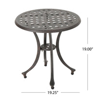 Outdoor 19" Cast Aluminum Side Table Bronze Aluminium