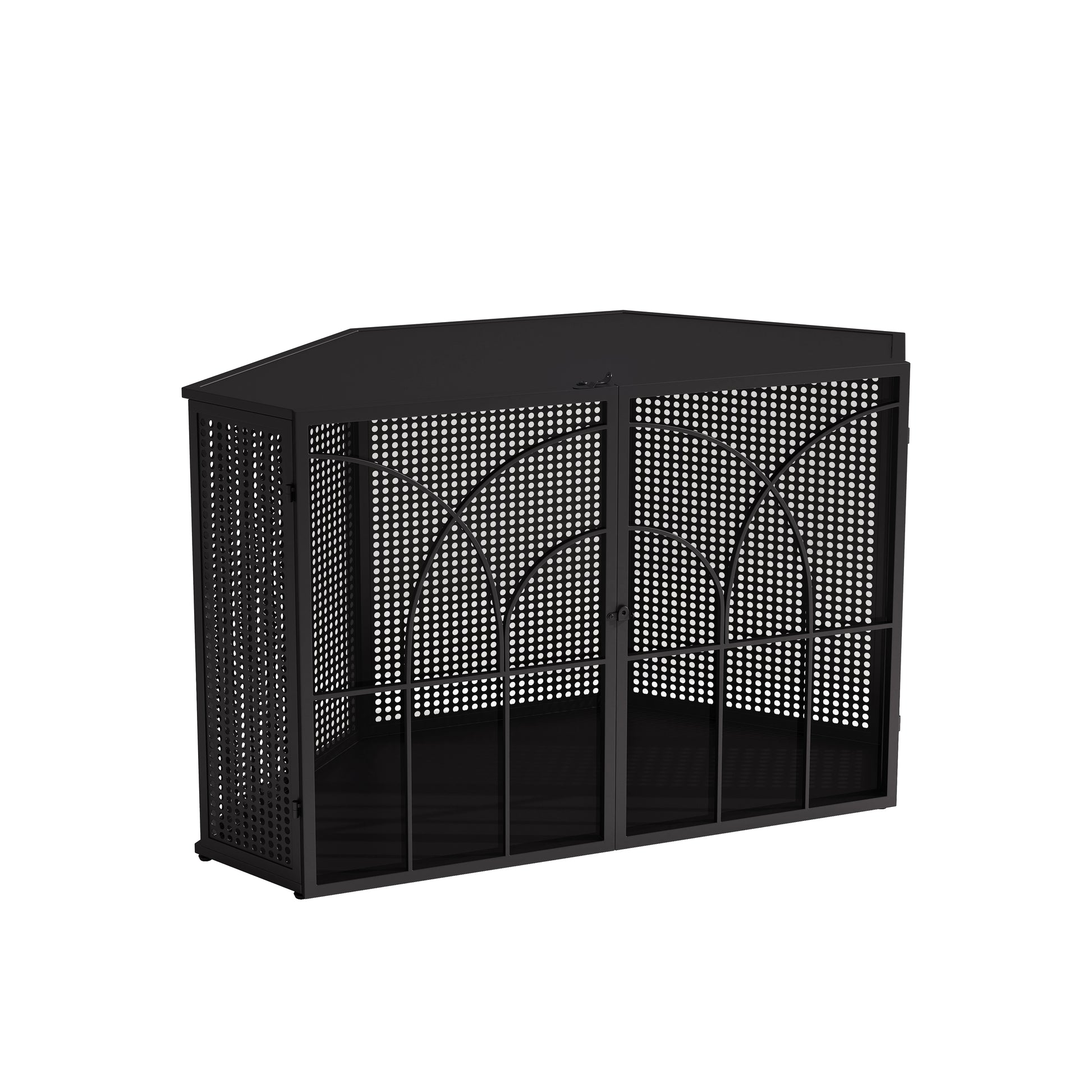 47.24"Spacious Dog Cage With Tempered Glass, For Corner Of Living Room, Hallway, Study And Other Spaces, Black Black Metal