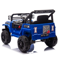 12V Kids Ride On Electric Truck Car W Parents Control,2Wd,Four Wheel Suspension,Early Education Function,Adjustable Volume,Usb,Mp3,Bluetooth,Microphone Jack,Power Display,Led Lights For Kids Aged 3. Blue Polypropylene