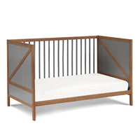 Pixie Zen 3 In 1 Crib In Walnut Charcoal Walnut Brown Wood