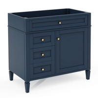 36'' Bathroom Vanity Without Top Sink, Modern Bathroom Storage Cabinet With 2 Drawers And A Tip Out Drawer, Solid Wood Frame Not Include Basin Sink 3 Blue 1 1 Adjustable Hinges Bathroom Freestanding Solid Wood Mdf Painted