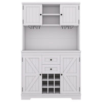 Coffee Bar Cabinet Kitchen Cabinet With Storage, Farmhouse Wine Cabinet With Drawers Shelves And Cabinets, Buffet Cabinet Wine & Glass Racks For Dining Room, White Off White Particle Board Mdf