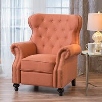 Push Rack Recliner Orange Fabric