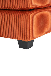 56.3 Inch Corduroy Single Sofa With 2 Toss Pillows And A Ottoman ,Comfy Sofa Deep Seat Couch For Living Room Orange Foam 1 Seat