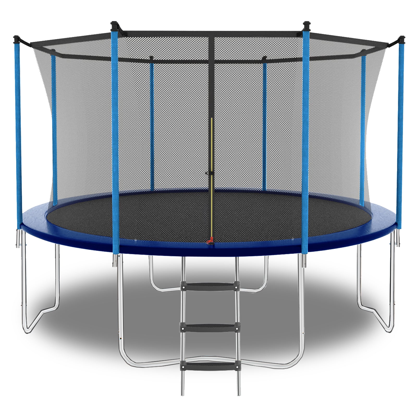 8Ft Outdoor Toddler Trampoline With Enclosure Safety Net Jumping Fun Trampoline, Heavy Duty Jump Pads, Spring Loaded For Children And Adults, Gifts For Boys Girls Blue Garden & Outdoor Iron