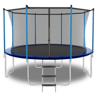 10Ft Outdoor Toddler Trampoline With Enclosure Safety Net Jumping Fun Trampoline, Heavy Duty Jump Pads, Spring Loaded For Children And Adults, Gifts For Boys Girls Blue Garden & Outdoor Iron