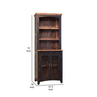 Ata 72 Inch Classic Pier With 3 Shelves And 2 Doors, Solid Pine Wood, Brown Black Brown Solid Wood