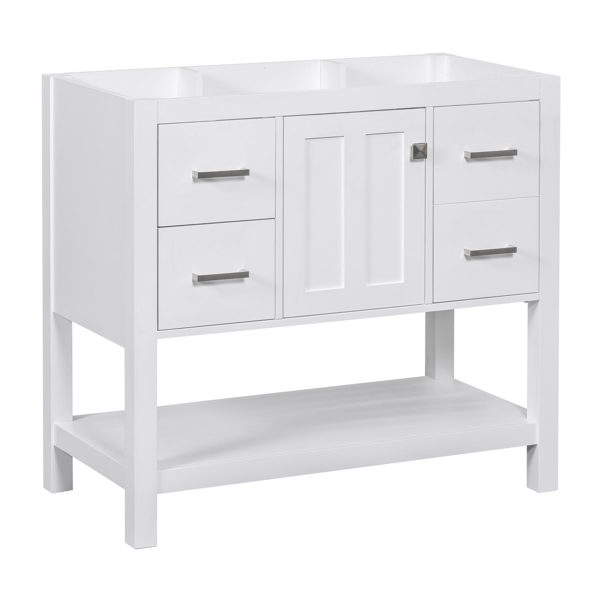 Cabinet Only 36" White Modern Bathroom Vanity With Usb Sink Not Included White Solid Wood Mdf Resin