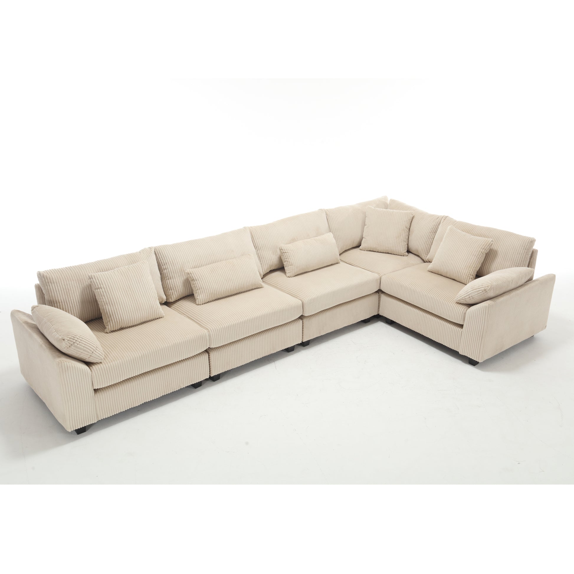 Arrival Oversized Modular Sectional Sofa, Convertible Sectional Sofa, Corduroy For Living Room, Beige Beige Fabric 5 Seat