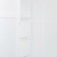 Full Size Bunk Bed With Wardrobe,Desk And Shelves,White White Mdf Lvl