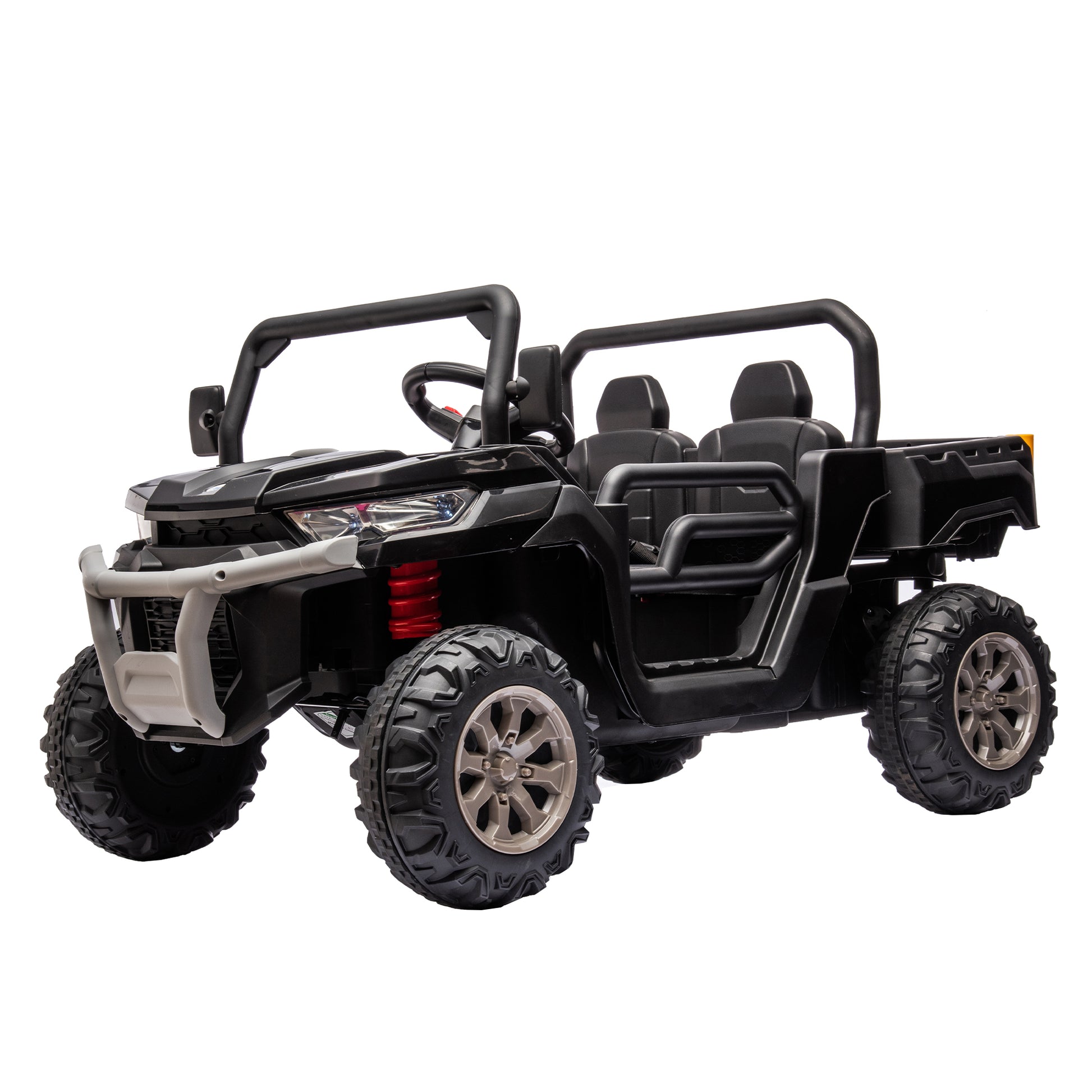 24V Ride On Truck 2 Seater Ride On Utv With 2X200W Motor Ride On Dump Truck With Dump Bed Shovel Ride On Car With Remote Control Electric Vehicle With Non Slip Tyre For Boys Girls Black Plastic