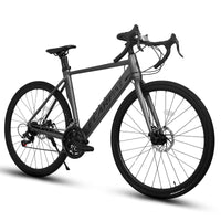 A28315 Road Bike, Suspension Fork, Aluminum Frame Disc Brakes, Men'S Women'S Road Bike Gray Aluminium