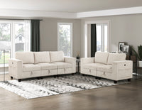 Modern Living Room Furniture 1Pc Beige Chair With One Arm, Storage Pouch And Charging Ports Corduroy Fabric Upholstery Beige Primary Living Space Contemporary,Modern Solid Wood