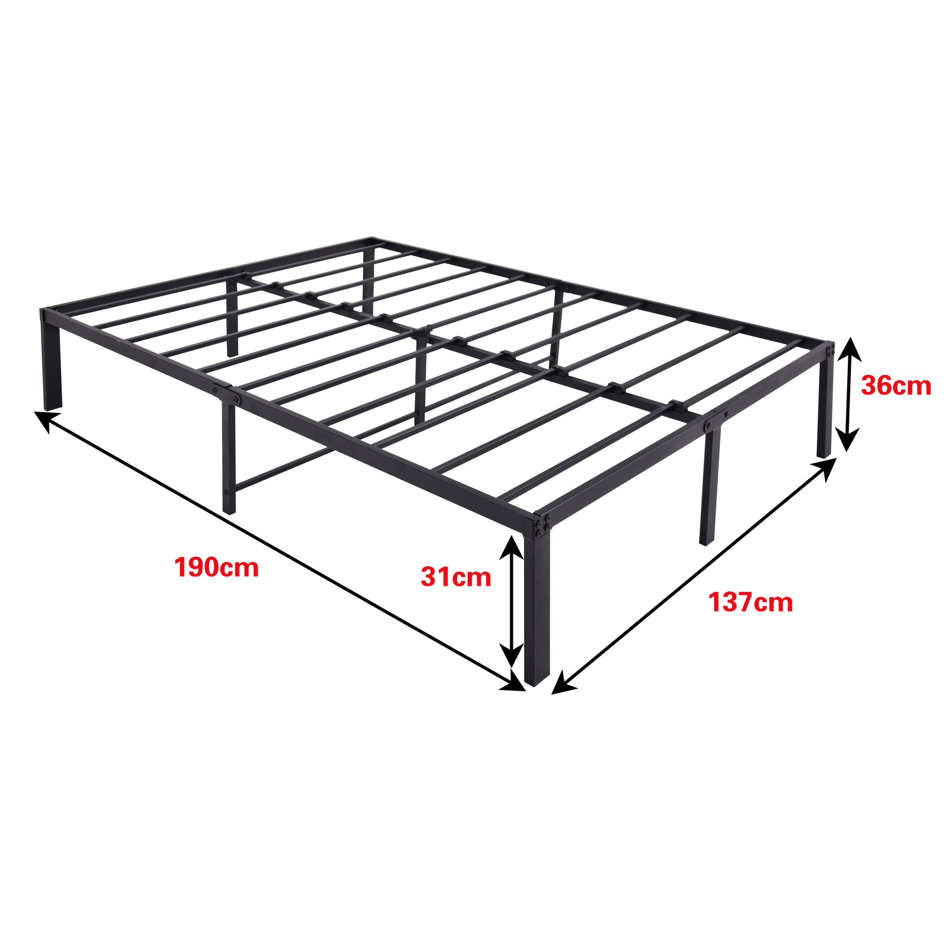 Metal Bed Frame, Simple And Atmospheric Metal Platform Bed Frame, Storage Space Under The Bed Heavy Duty Frame Bed, Sturdy Full Size Bed Frame, Suitable For Bedroom Full Black Metal