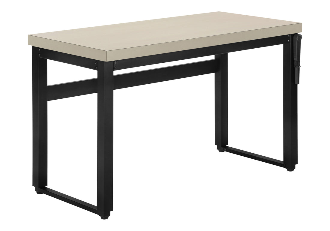 Computer Desk, Home Office, Standing, Adjustable, 48"L, Work, Laptop, Beige Laminate, Black Metal, Contemporary, Modern Taupe Particle Board