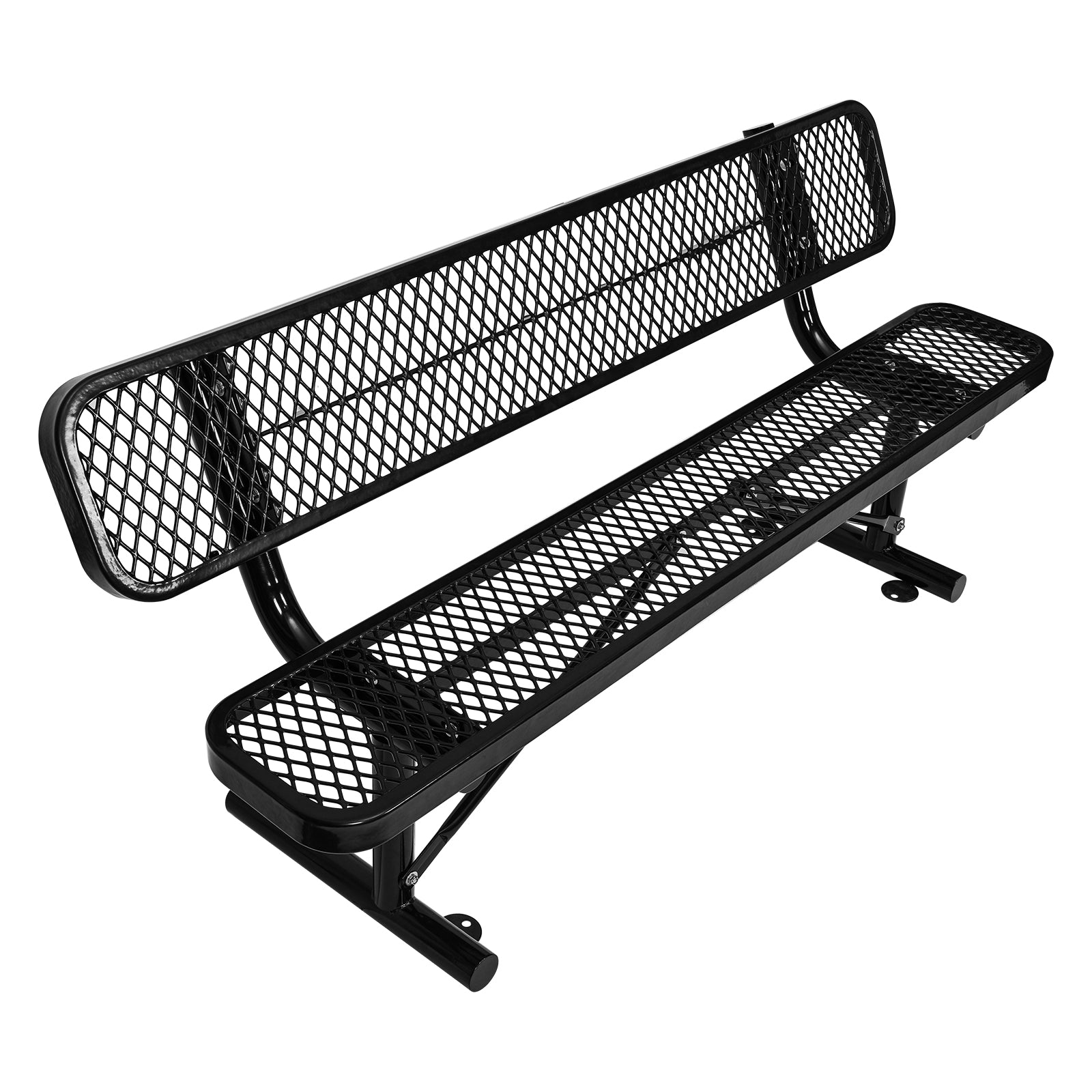 6 Ft. Outdoor Steel Bench With Backrest In Black Black Carbon Steel