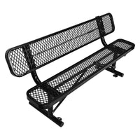 6 Ft. Outdoor Steel Bench With Backrest In Black Black Carbon Steel