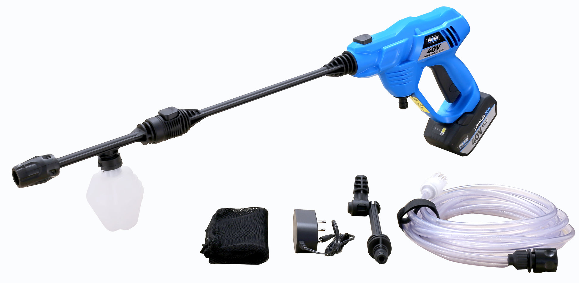 40V Lithium Ion Battery Cordless Pressure Washer Black Blue Metal