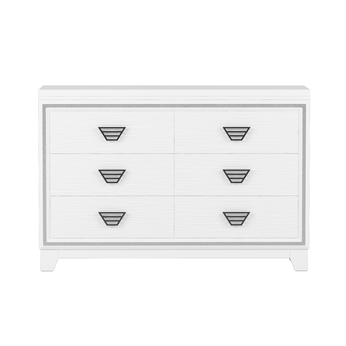 Elegant Dresser With Metal Handle And Sparkling Shiny Decoration, Storage Cabinet With 6 Drawers For Bedroom, Living Room, White White Mdf Metal