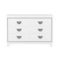 Elegant Dresser With Metal Handle And Sparkling Shiny Decoration, Storage Cabinet With 6 Drawers For Bedroom, Living Room, White White Mdf Metal