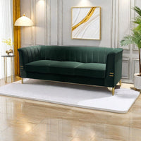 Fx P82 Gr Sofa 82.67'' W Velvet Sofa, Mid Century Sofa Furniture Chesterfield Couch For Living Room Sofa, Green Green Velvet 3 Seat