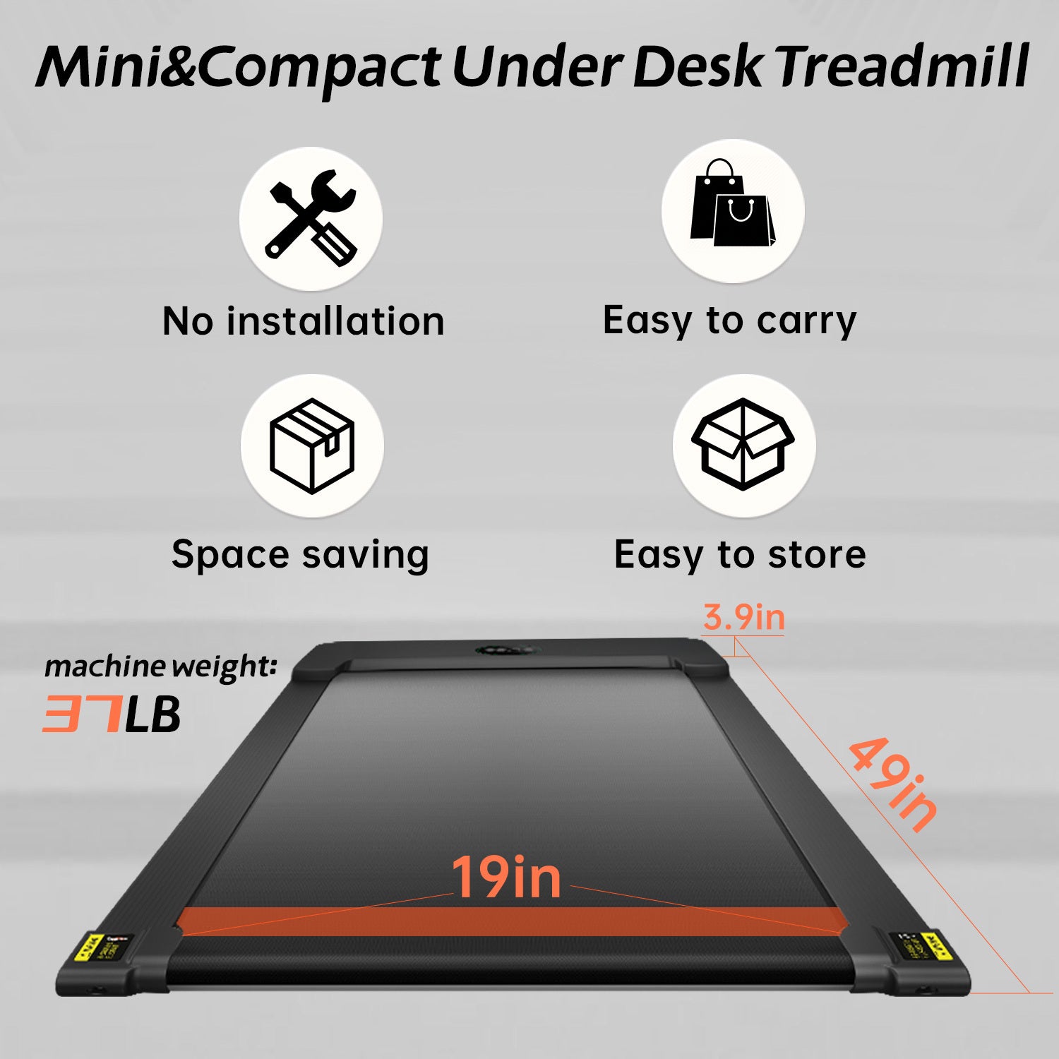 Under Desk Treadmill, 2 In 1 Walking Pad Treadmill For Home, Portable Treadmill With Width Belt, Walking Treadmill With 265Lbs Capacity Black Steel