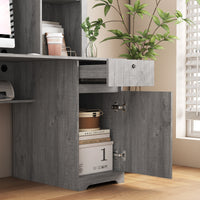 Computer Desk With Hutch & Bookshelf,Wood Executive Desk Teens Student Desk Writing Laptop Home Office Desk With Drawers,3 Ac Outlets And 2 Usb Charging Ports,Study Laptop Table For Home Gray Mdf