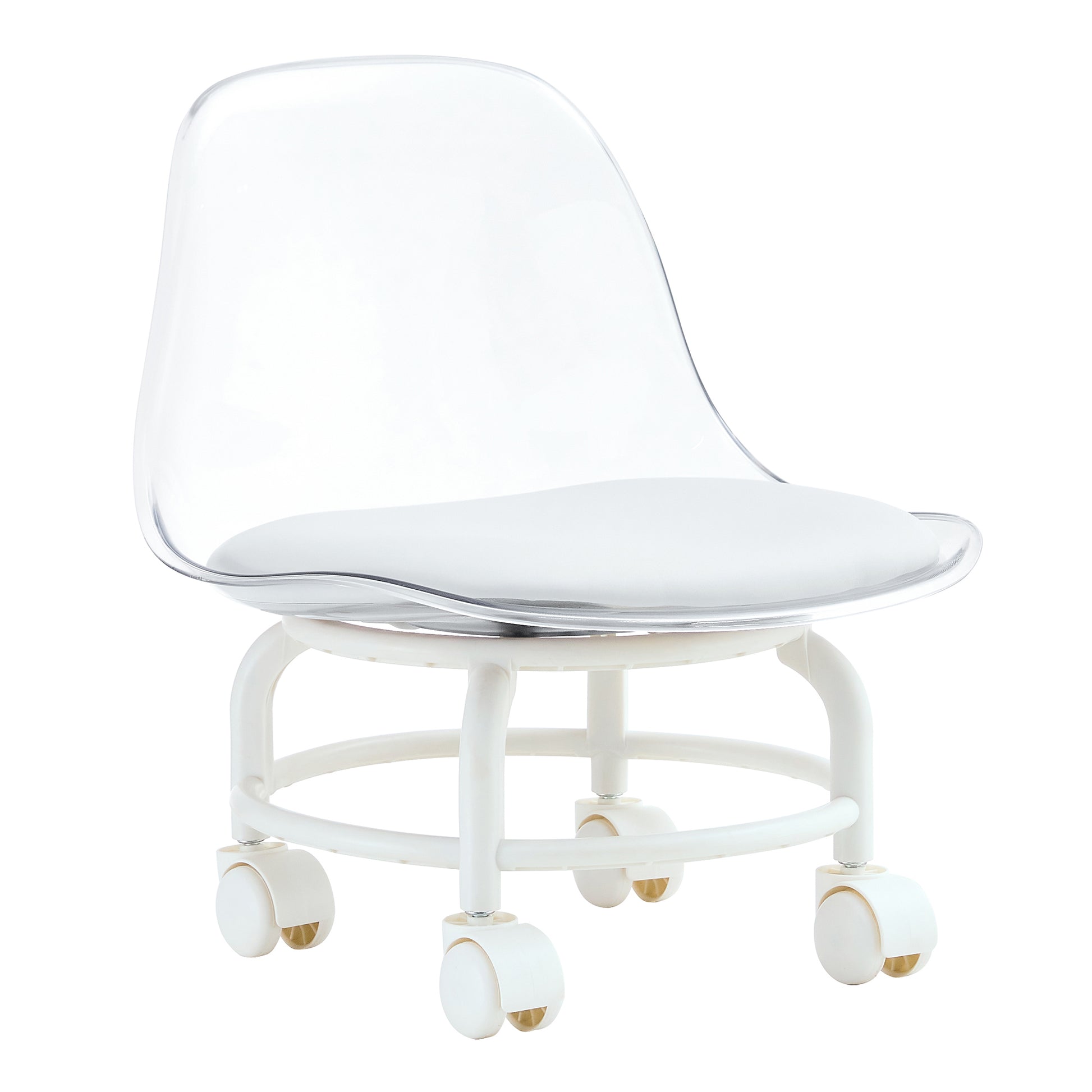 The Small And Cute White Chair With Silky Pulleys Can Move Freely, Which Is Suitable For Use In Various Scenes, And Is A Good Choice For Fashion Style. White Pet