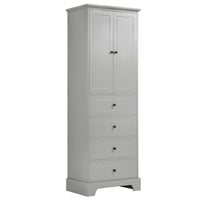 Storage Cabinet With 2 Doors And 4 Drawers For Bathroom, Office, Adjustable Shelf, Mdf Board With Painted Finish, Grey Grey Mdf