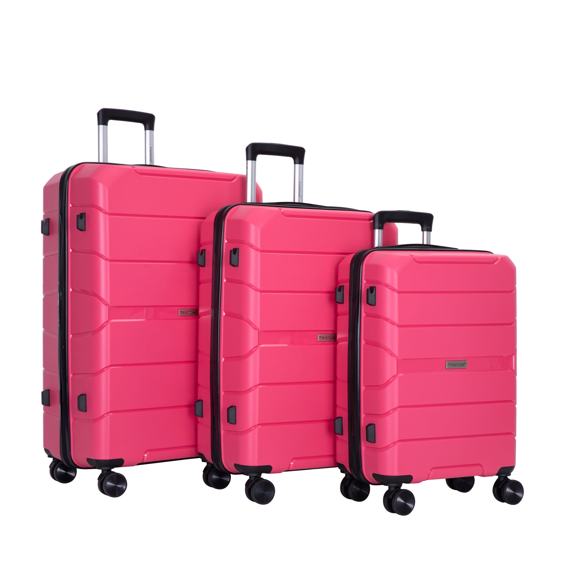 Hardshell Suitcase Spinner Wheels Pp Luggage Sets Lightweight Durable Suitcase With Tsa Lock,3 Piece Set 20 24 28 ,Rose Rose Polypropylene