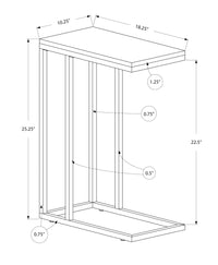 Accent Table, C Shaped, End, Side, Snack, Living Room, Bedroom, Glossy Grey Laminate, Chrome Metal, Contemporary, Modern Grey Particle Board
