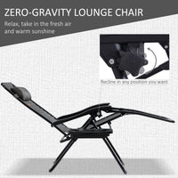 Outsunny Zero Gravity Chair Set With Side Table, Folding Reclining Chair With Cupholders & Pillows, Adjustable Lounge Chair For Pool, Backyard, Lawn, Beach, Gray Grey Steel