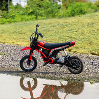 Aosom Electric Dirt Bike With Twist Grip Throttle, 24V 350W Off Road Electric Motorcycle, Up To 15 Mph With Brake, Music Horn, Rear Suspension For Ages 13 Years, Red Red Plastic