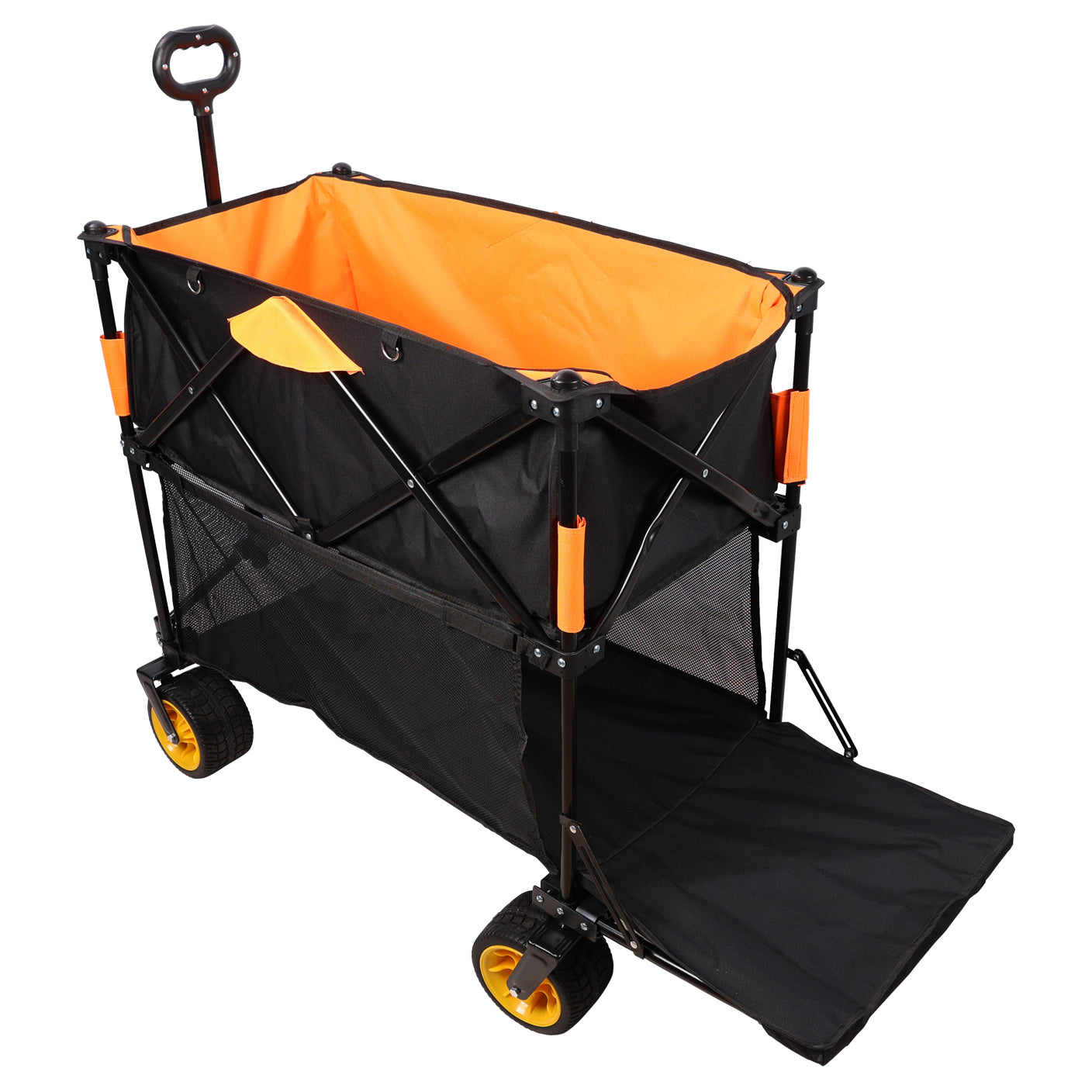 Big Large Capacity Folding Cart Extra Long Extender Wagon Cart Folding Wagon Garden Shopping Beach Cart Black Orange Black Garden & Outdoor Iron,Oxford Fabric