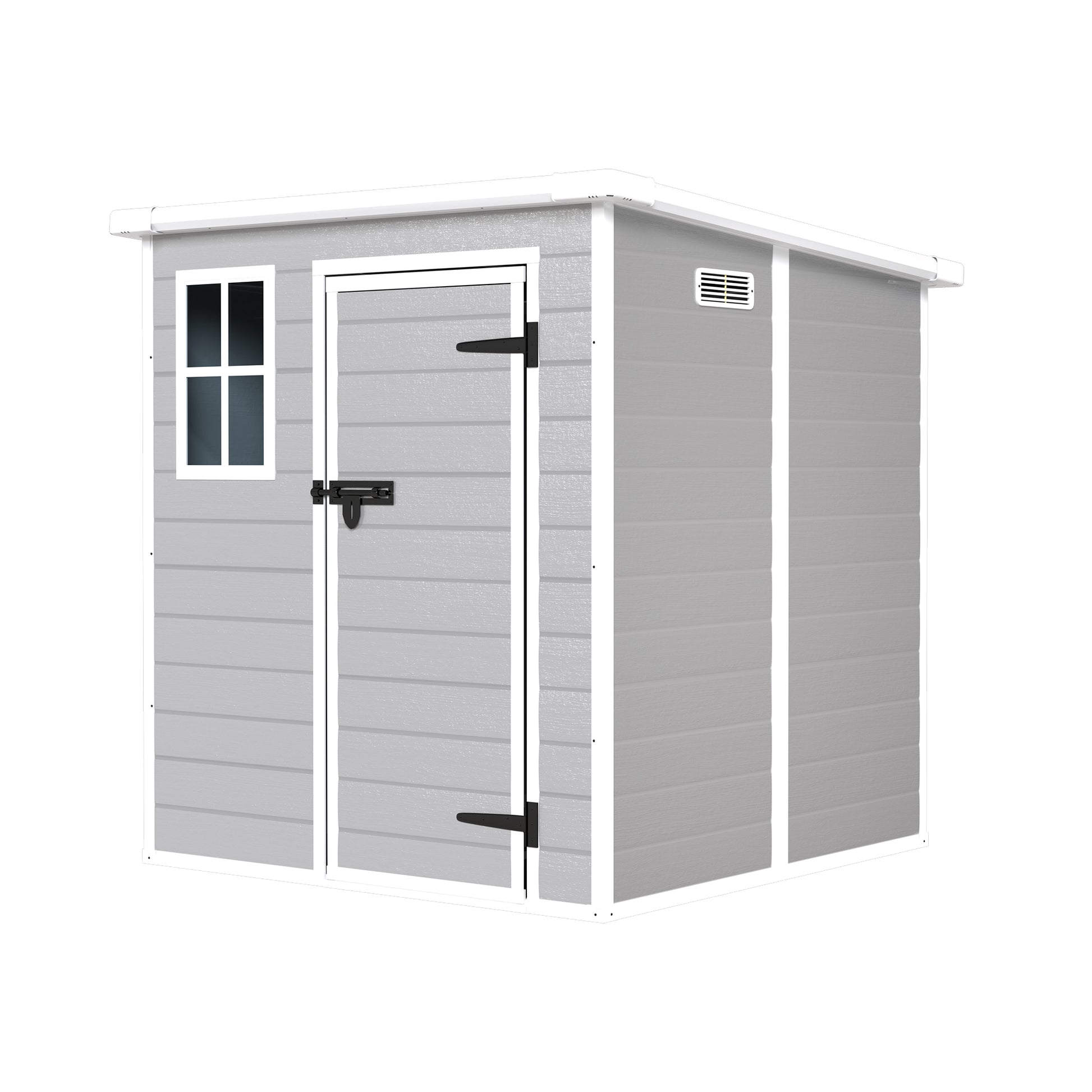 6X6 Ft Storage Shed, Waterproof Resin Outdoor Storage Shed With Floor & Window & Lockable Doors And Vents, Tool Shed For Bike, Garden, Backyard,Lawn, All Weather Use, Light Grey Gray Primary Living Space Polypropylene