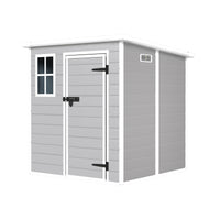 6X6 Ft Storage Shed, Waterproof Resin Outdoor Storage Shed With Floor & Window & Lockable Doors And Vents, Tool Shed For Bike, Garden, Backyard,Lawn, All Weather Use, Light Grey Gray Primary Living Space Polypropylene