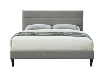 Twin Sized Channel Bed In A Box W Usb Gray Upholstered