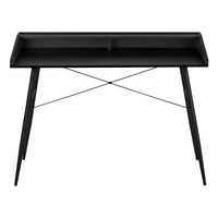 Computer Desk, Home Office, Laptop, Storage Shelves, 48"L, Work, Black Laminate, Black Metal, Contemporary, Modern Black Particle Board