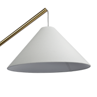 Lisbon Floor Lamp With On Off Switch Coned Base Hanging White Fabric Shade Antique Brass,White Table&Floor Lamps Brass,Fabric