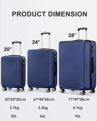 Luggage With Secure Lock Asb Durable Lightweight Suitcase Double Spinner Wheels 20'' Dark Blue Abs